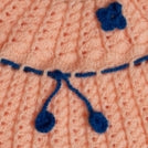 Multicolour Crochet Frock with Cap and Booties - Peach and Blue