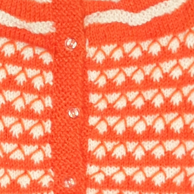 Snug and Stylish Katori Design Sweater Set with Cap and Booties - Orange