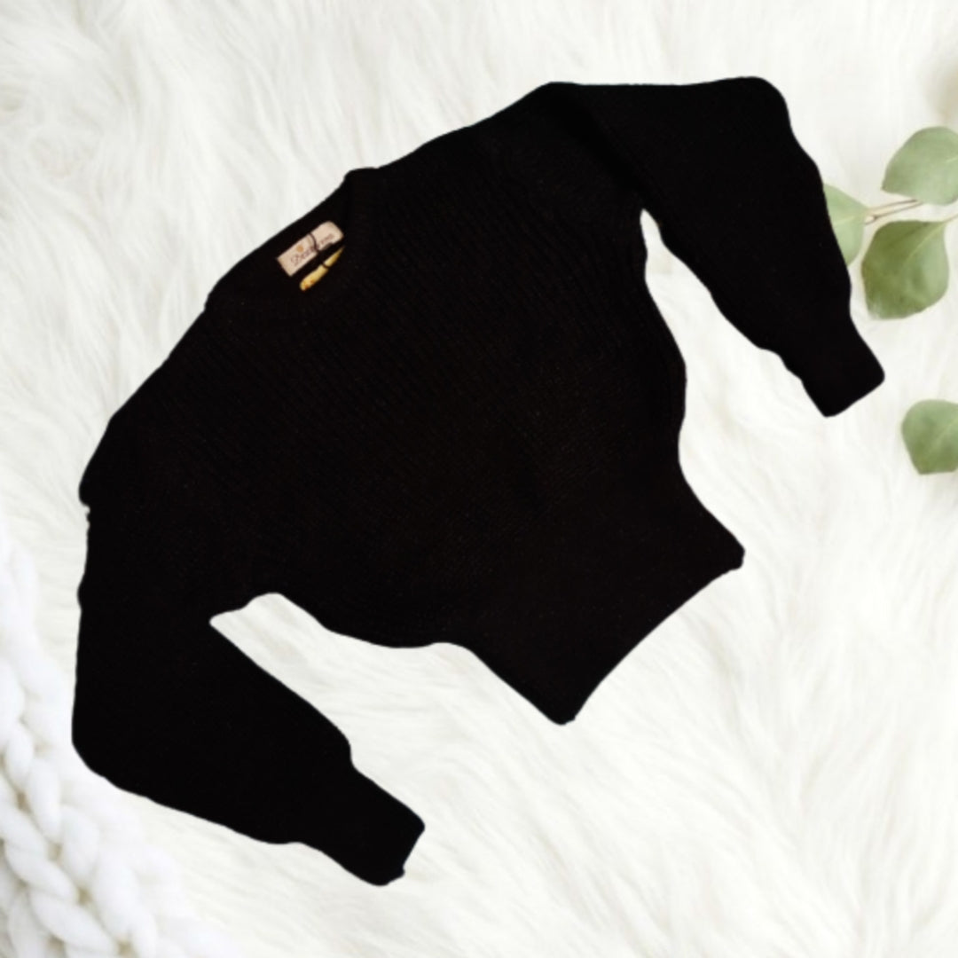 Soft Knit Cropped Sweater for Women - Black
