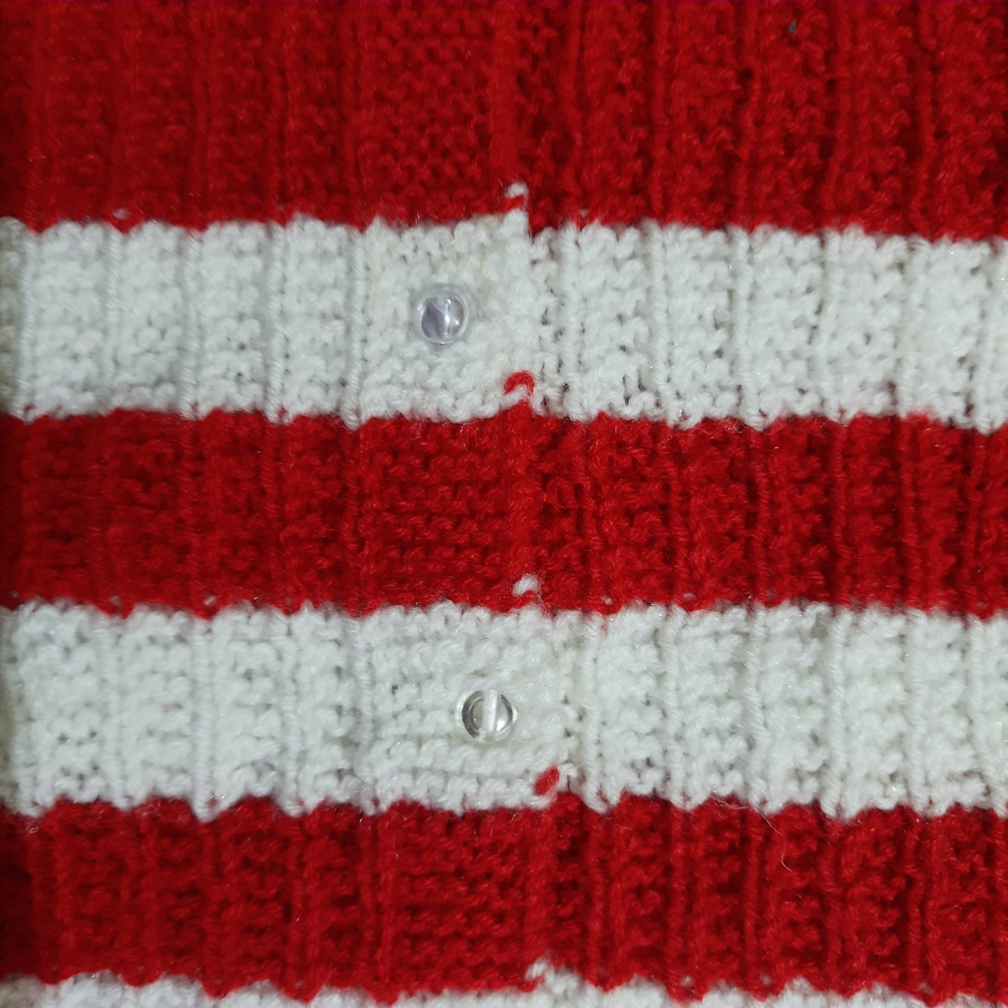 Unique Self Design Striped Sweater Set with Cap and Booties - Red and White