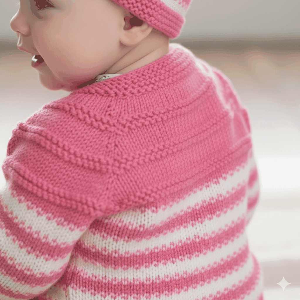 Hand-Knitted Sweater Set with Cap & Socks - Baby Pink - The Comfort Closet