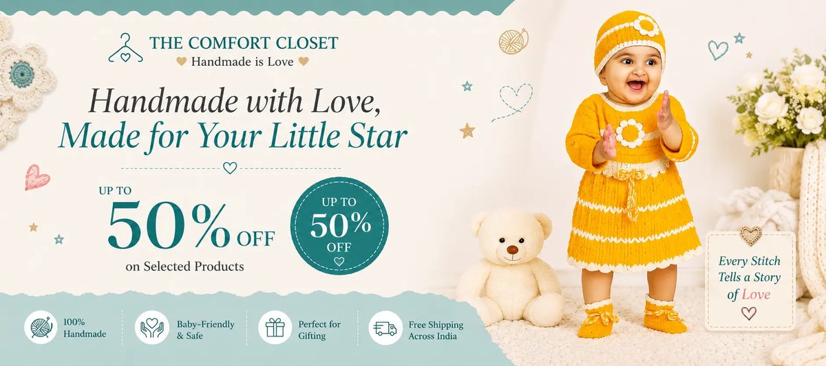 The Comfort Closet handmade baby clothing sale with up to 50% off selected products