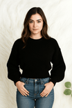Handmade Soft-Knit Cropped Sweater for Women -Black