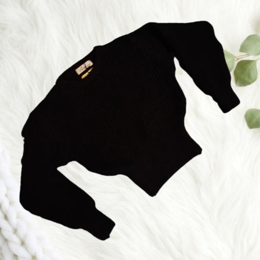 Soft Knit Cropped Sweater for Women - Black