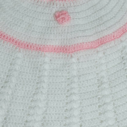 Baby Girl's Crochet Frock with Cap and Booties - Cream